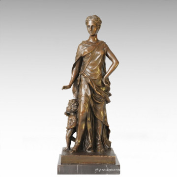 Estatua de la figura clásica Escultura de bronce de la madre-hijo TPE-126